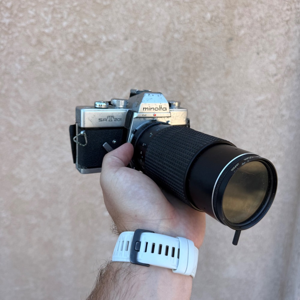 Minolta SRT 201 Vintage 35mm SLR Film Camera Body with Zoom Lens for Parts